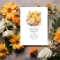 Yellow, Orange and Ivory Floral Wedding Invitation