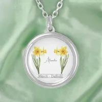 Birth Flower March Daffodil  Silver Plated Necklace