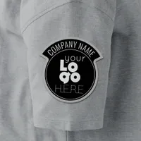 Your Round White Company Logo + Black Custom Patch