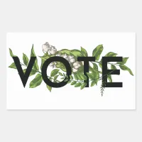 Vintage Greenery Floral Elegant Feminine Go Vote Rectangular Sticker