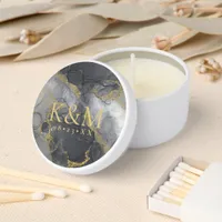 Moody Ink Charcoal Gold Abstract ID988 Mini Candle Favors