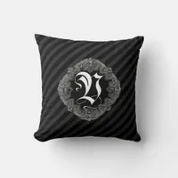 Elegant Goth Initial V Throw Pillow