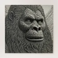 Abstract Bigfoot in Black and White Ai Art Jigsaw Puzzle