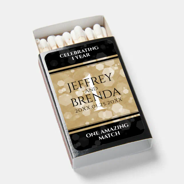 Elegant 1st Paper Wedding Anniversary Celebration Matchboxes