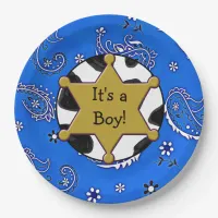 Sheriff badge  Blue Bandanna Paper Plates