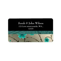 ivory aqua floral return address label