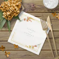 Wildflower Wedding Watercolor Names Gold ID954 Paper Dinner Napkins