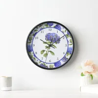 Blue Hydrangeas Original Botanical Art Framed Clock