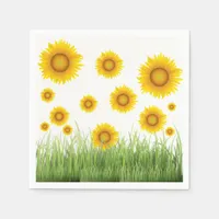 Bright and Elegant Sunflower Graphic Design Napkins