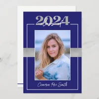 Class of 2024 Blue & Silver Graduation Party Invitation