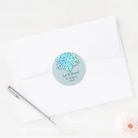 Let It Snow! Iridescent Cool Blue Snowflake Classic Round Sticker