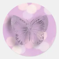 Wedding Purple Butterflies Classic Round Sticker