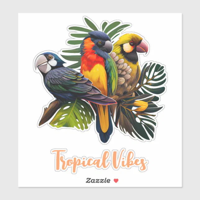 Exotic Tropical Colorful Cutomizable Birds Sticker