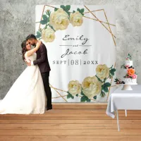 Gold Glitter Geo Yellow Floral Photo Backdrop Sign