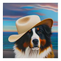 Bernese Mountain Dog At The Beach Jigsaw Puzzle Acrylic Print