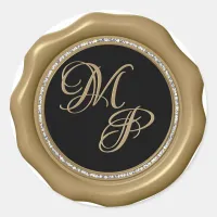 *~* Diamond Circle GOLD Wax Seal Wedding Stickers