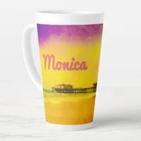 Yellow and Purple Santa Monica Pier Your Name Latte Mug