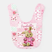 Personalized Baby Girl Bib Pink with Bunny and Bow