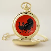 Silhouette of Turkeys Pocket Watch