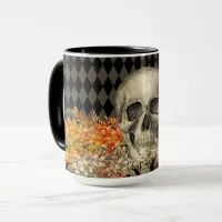Gothic Skull & Flowers Autumn Fade Mug