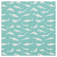 Shark Frenzy Cool Blue and White Pattern Fabric