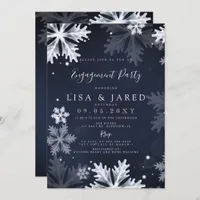 Navy Snowflakes Winter Engagement Party  Invitation