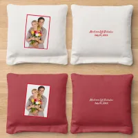 Wedding Couple Custom Photo Special Date White Red Cornhole Bags