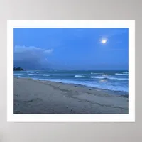 Beach Moonlight Photography Fine Art Poster Print