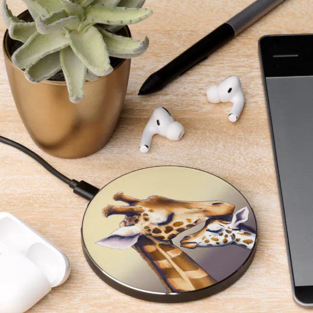 Touching Moment Between Mother Giraffe & Calf Wireless Charger