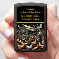 Leghorn Chicken Farmers Working at a Rustic Barn Zippo Lighter