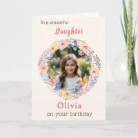 Custom Photo Pretty Flowers Daughter Birthday Card