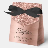 Glittery Rose Gold Glam Sweet Sixteen Favor Boxes