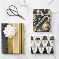 Black Gold Christmas Patterns #12#24#27 ID1009 Wrapping Paper Sheets