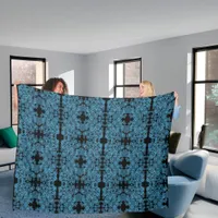 Modern blue circles pattern fleece blanket