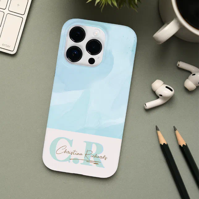 Modern Blue Teal Watercolor Case-Mate iPhone Case