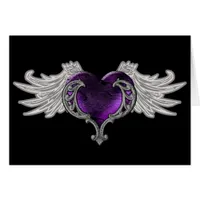 Goth Purple Heart with Angel Wings