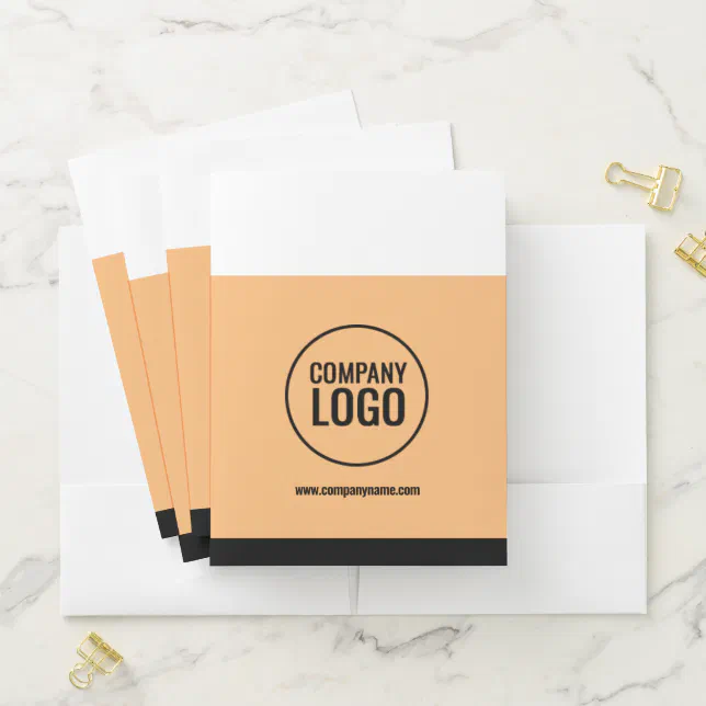 Modern White Peach Black Company Logo Website Pocket Folder