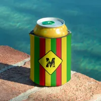 Rasta Colors Striped Monogram Beer Can Cooler