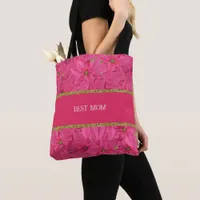 Fuchsia colored poinsettias, floral pattern custom tote bag