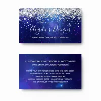 Silver Glitter Aqua Blue Galaxy Online Store Business Card