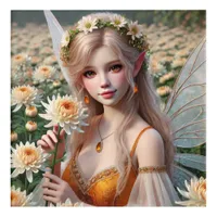 Beautiful November Fairy in Chrysanthemums Acrylic Print