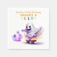 Little Boo Halloween Ghost Skater Any Age Birthday Napkins