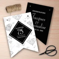 Elegant 75th Diamond Wedding Anniversary Bunting Flags