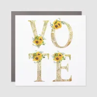 Gold Sunflowers Vote Car Magnet