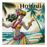 Aloha | Hawaii Hula Dancer on the Beach Poster