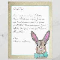Watercolor Easter Bunny Letter for your Kids