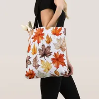 Bright Autumn Leaves Botanical Illustration Tote Bag