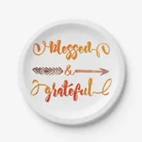 blessed and grateful thanksgiving paper plates