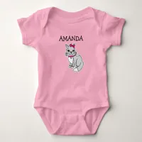 Personalized Little Girl's Gray Kitten with Bow To Baby Bodysuit