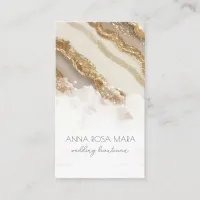 *~* QR Luxe Agate Ivory Gold Glitter AP66 Glam Business Card